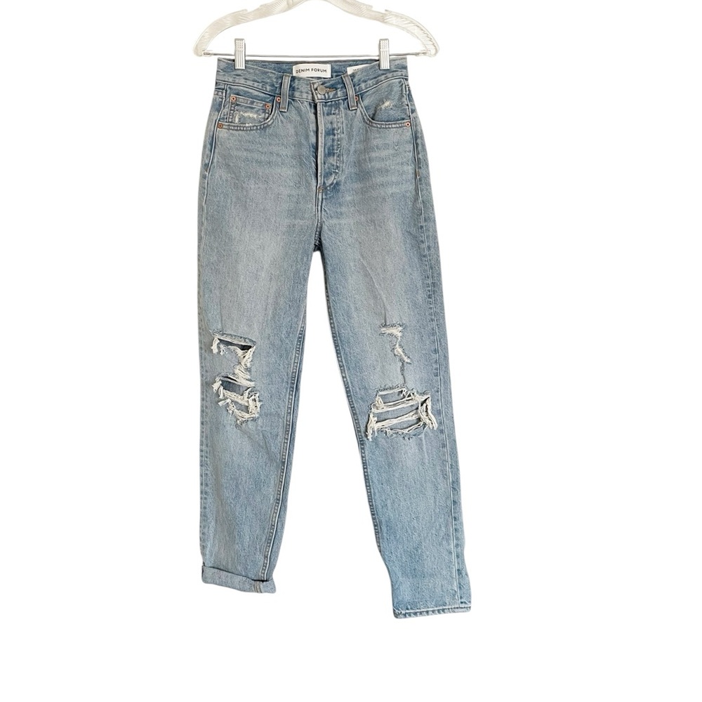 Denim Forum The BF Boyfriend High Rise Loose Distressed Jeans size 23